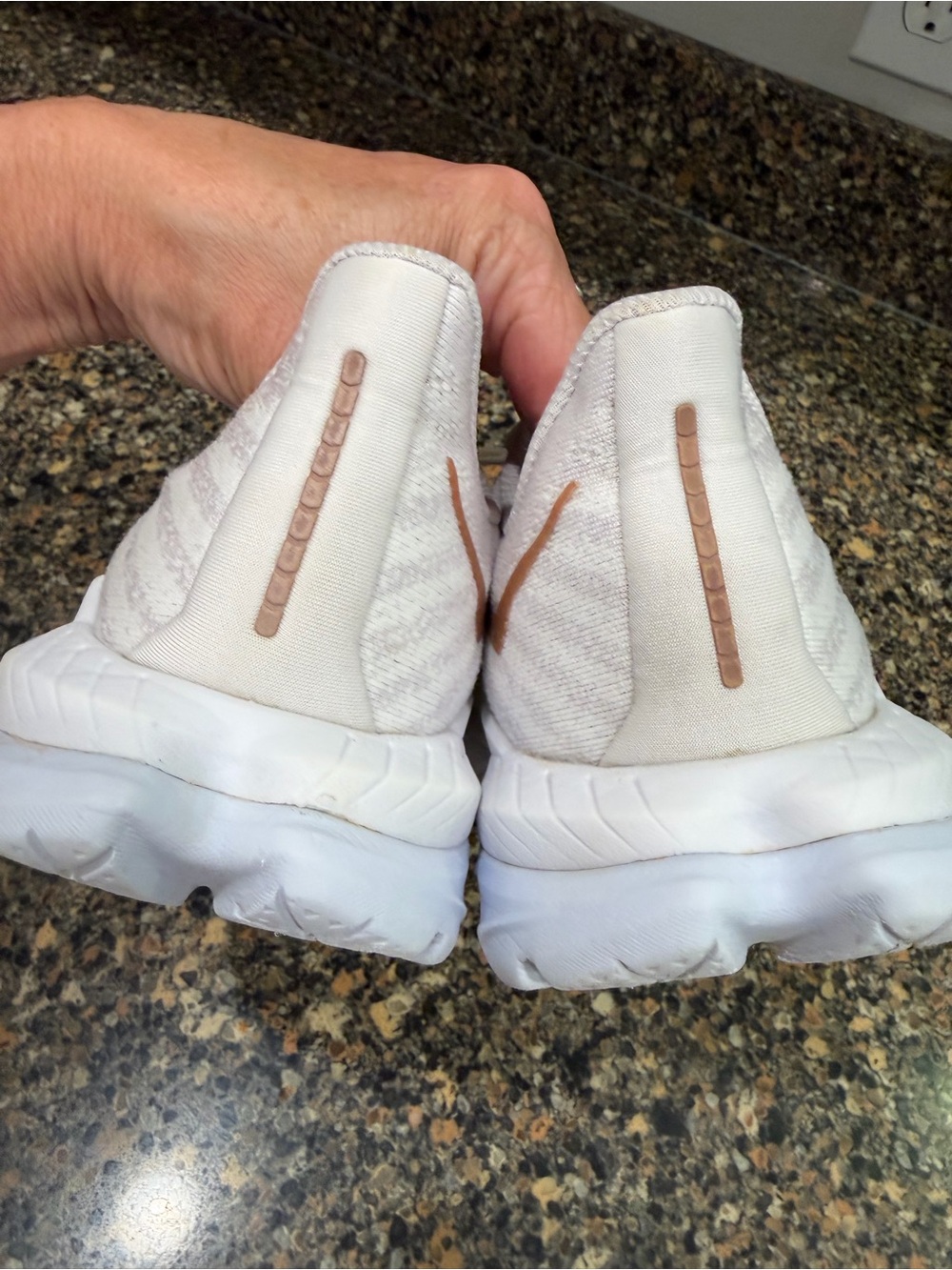 Hoka Women's Light Cream Athletic Shoes with Gold Logo size 8 - Picture 2 of 9
